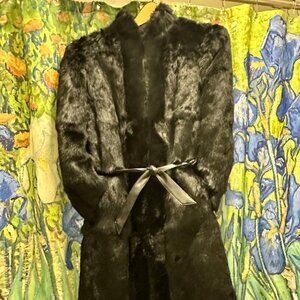 Vintage Black Rabbit Full Length Coat